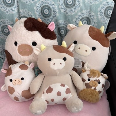 Squishmallows Cow & Manatee Plush Lot - Brown - Set Of 5 - NWT