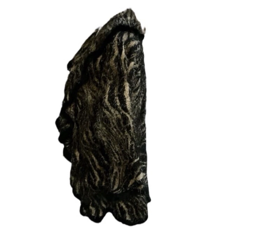 Alberto Makali Mujer 1X Chaqueta Estampado Animal Pestañas Imitación Pluma Ribete Foto 3 de 4