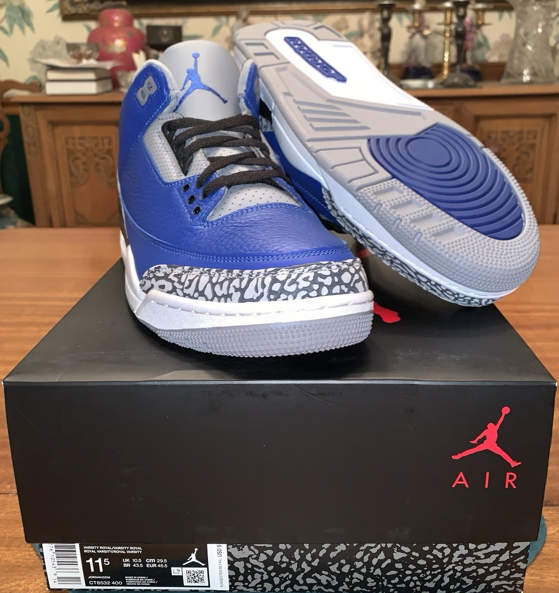 jordan 3 blue cement on feet