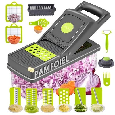 15-in-1 Vegetable Chopper with Container and Lid, Multifunction Food Chopper,...