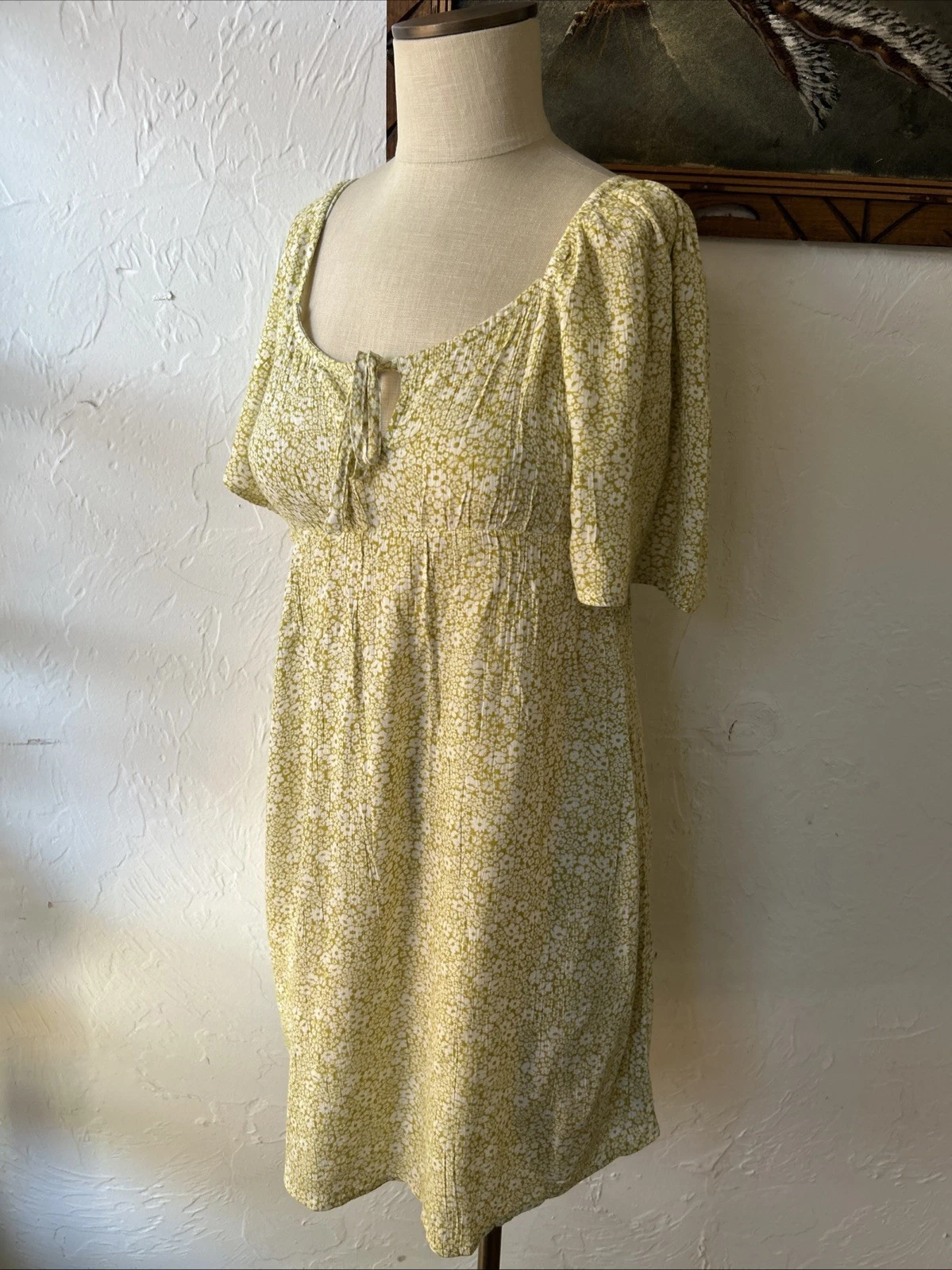 UNDERCOVER Billabong Secret Garden Mini Abito Donna Verde Medio Floreale Vestibilità Svasata Svolazzante