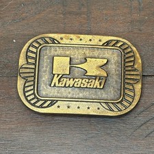 Kawasaki Motorcycles Vintage Brass Belt Buckle - Great Condition