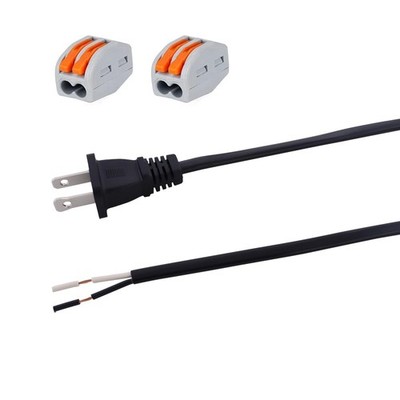 Power Cord Pigtail 18AWG 2 Prong 6FT Flat Shape 2 Wire Power Supply Cord Open...