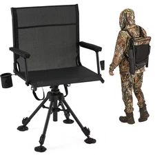 Danrelax 360° Swivel Hunting Chair, Adjustable Height, Mesh Back, Armrests, Duck