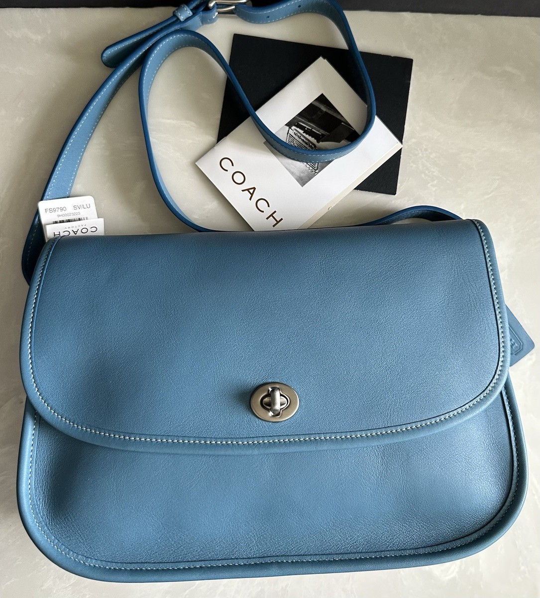 NWT COACH VINTAGE SKY BLUE LEATHER CITY BAG NICKEL 9790 RARE | eBay