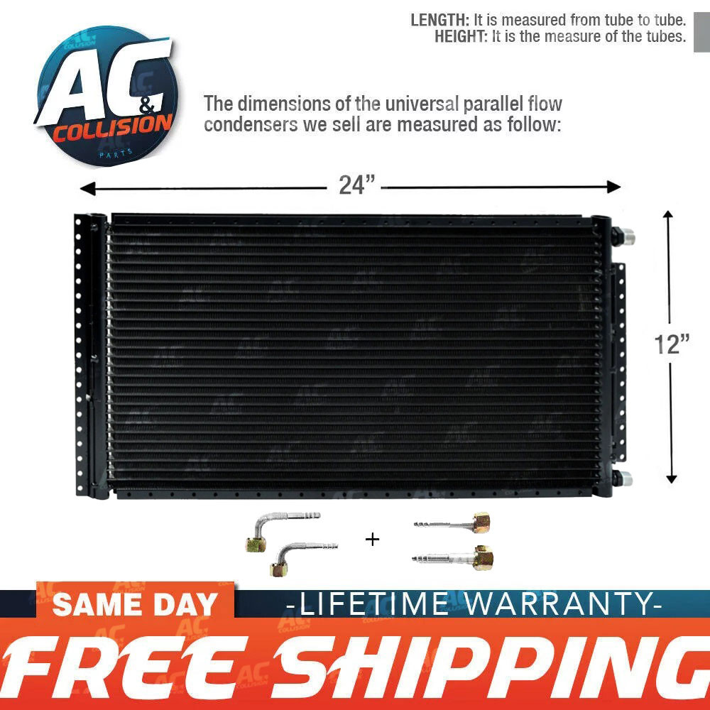 A/C AC Universal Condenser Kit Parallel Flow 12 x 24 O-ring Fittings Included