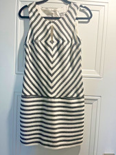 Trina Turk Black White Striped Sleeveless Mini Shift Dress in Size 4