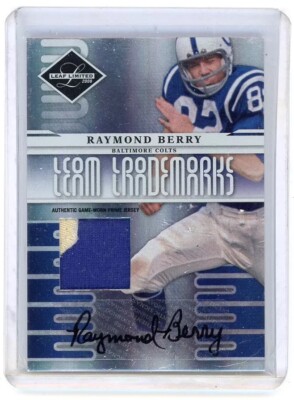 2008 Leaf Limited Team Trademarks Raymond Berry Game Used Jersey Patch Auto /25