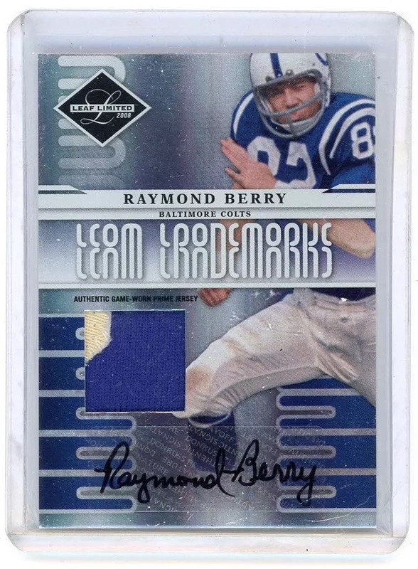 2008 Leaf Limited Team Trademarks Raymond Berry Game Used Jersey Patch Auto /25