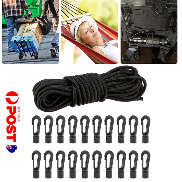 10m Elastic Bungee Cord Shock Cord Tethering Boat Kayak+20 Rope Hook End Tools A 10m Elastic Bungee Cord Shock Cord Tethering Boat Kayak+20 Rope Hook End Tools A