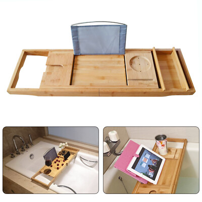 Bamboo Bath Tray Table Bathtub Caddy Tray Over the Tub Shelf Bath Holder Desk