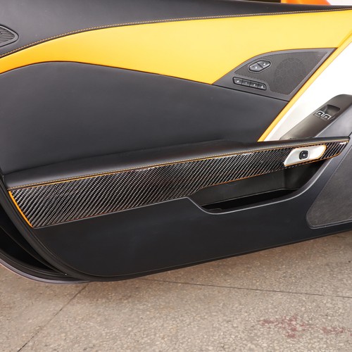 Carbon Fiber Inner Door Armrest Side Panel Trim Stickers For Corvette C7 2014-19 - Picture 5 of 12