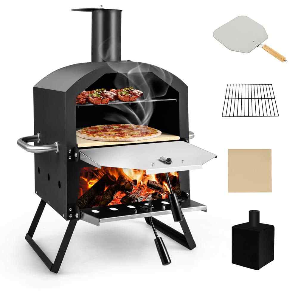 Wood Outdoor Pizza Oven Pizza Grill Outside Pizza Maker w/Waterproof Cover in St