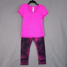 Active Life Women's 2 Piece Workout Gym T-Shirt & Leggings Athletic Pink Size S