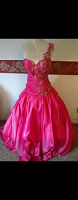 Brand New with tags Beautiful Fuchsia Pink Prom Dress size 6 Floral Puff Corset