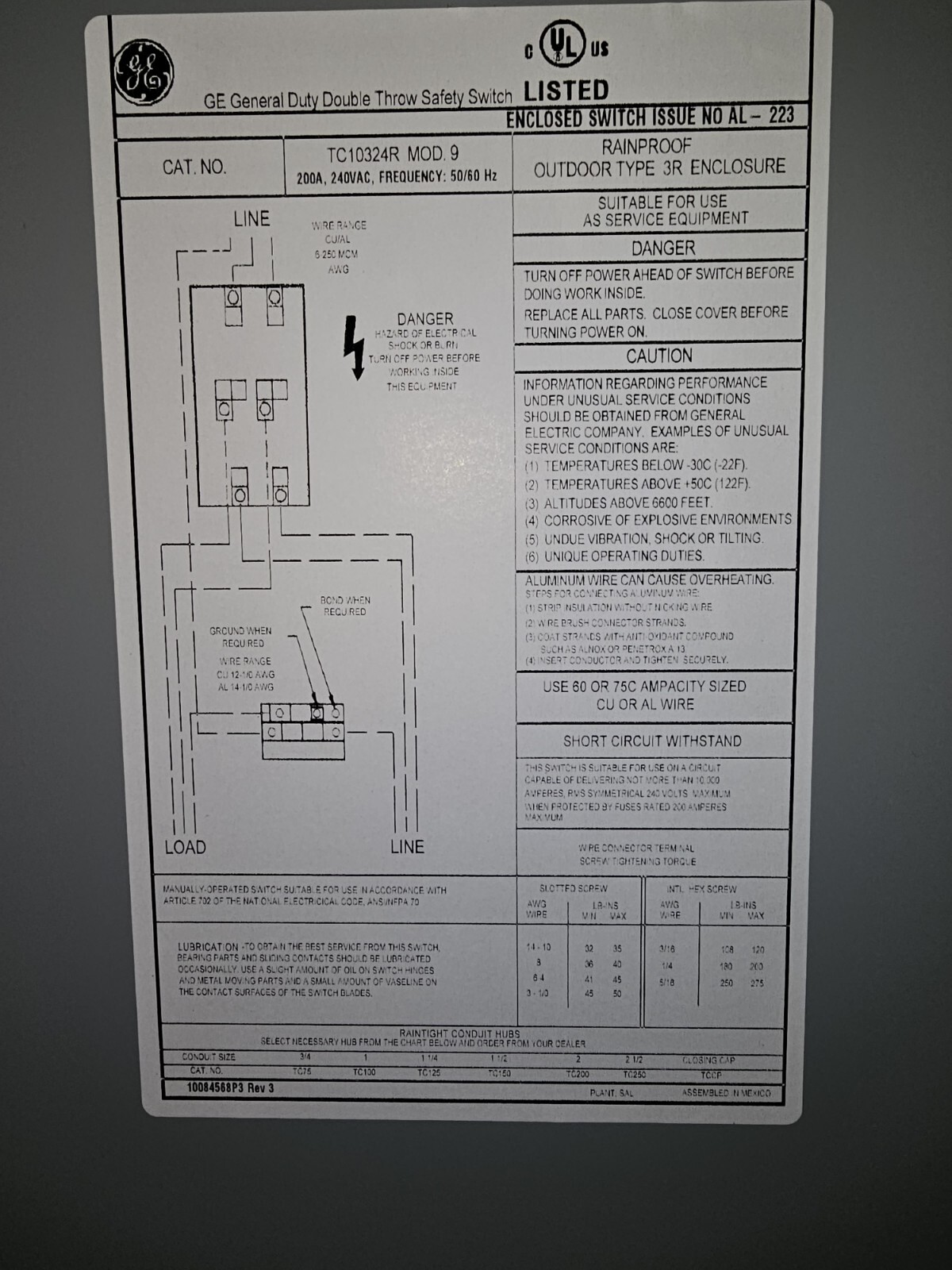 GE 200 Amp 240Volt NonFused Emergency Power Transfer Switch (TC10324R