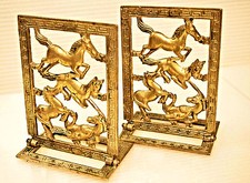 VTG  STUDIO ART EQUESTRIAN GIFT-  BOOKENDS/ PAPERWEIGHTS/ BRASS HORSES STATUE