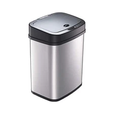 Touchless Infrared Sensor Trash Can, 3Gal, Steel Base (Black Lid)