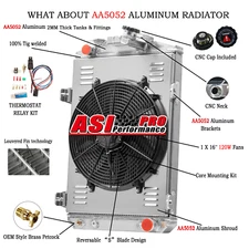 3 Row Core  Aluminum Radiator+Shroud+Fan Fit 1930 Chevy Car Chevy V8 Conversion