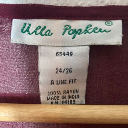 Ulla Popken burgundy purple red sheer blouse long sleeve fairy beading 24-26 - Picture 3 of 6