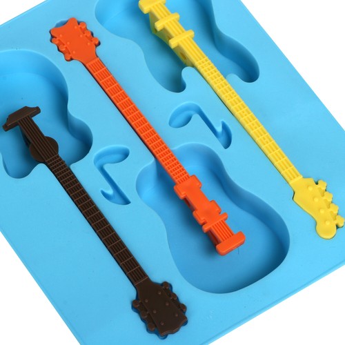 TRIXES Guitar Ice Cube Maker NEW Blue Silicone Guitar Style Ice Cube Maker Tray - Picture 5 of 6