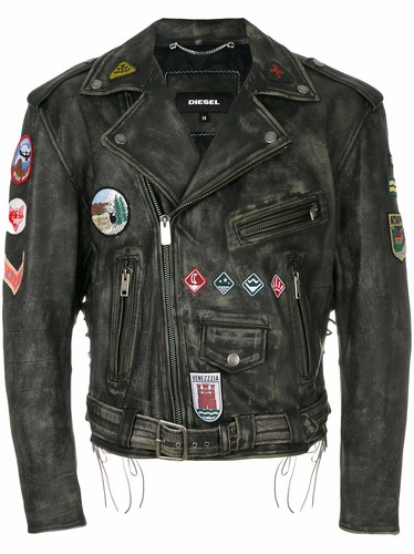 New Diesel L-AGO-ED Biker Patch Leather 