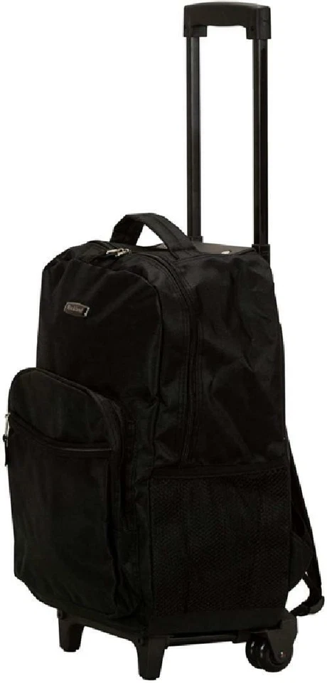 Luggage Rolling Backpack With Double Wheels Shoulder Straps Pocket Organizer 17l - Image 4 of 4