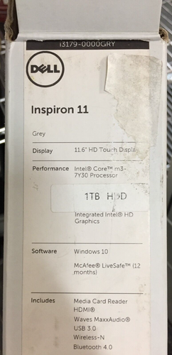 Dell Inspiron 3179 11.6" touchscreen Laptop/intel m3-7y30/4GB RAM/1TB HDD/win 10 - Afbeelding 3 van 8