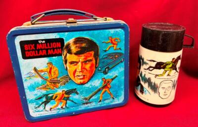 VINTAGE SIX MILLION DOLLAR MAN Metal LUNCHBOX Lunch Box +THERMOS