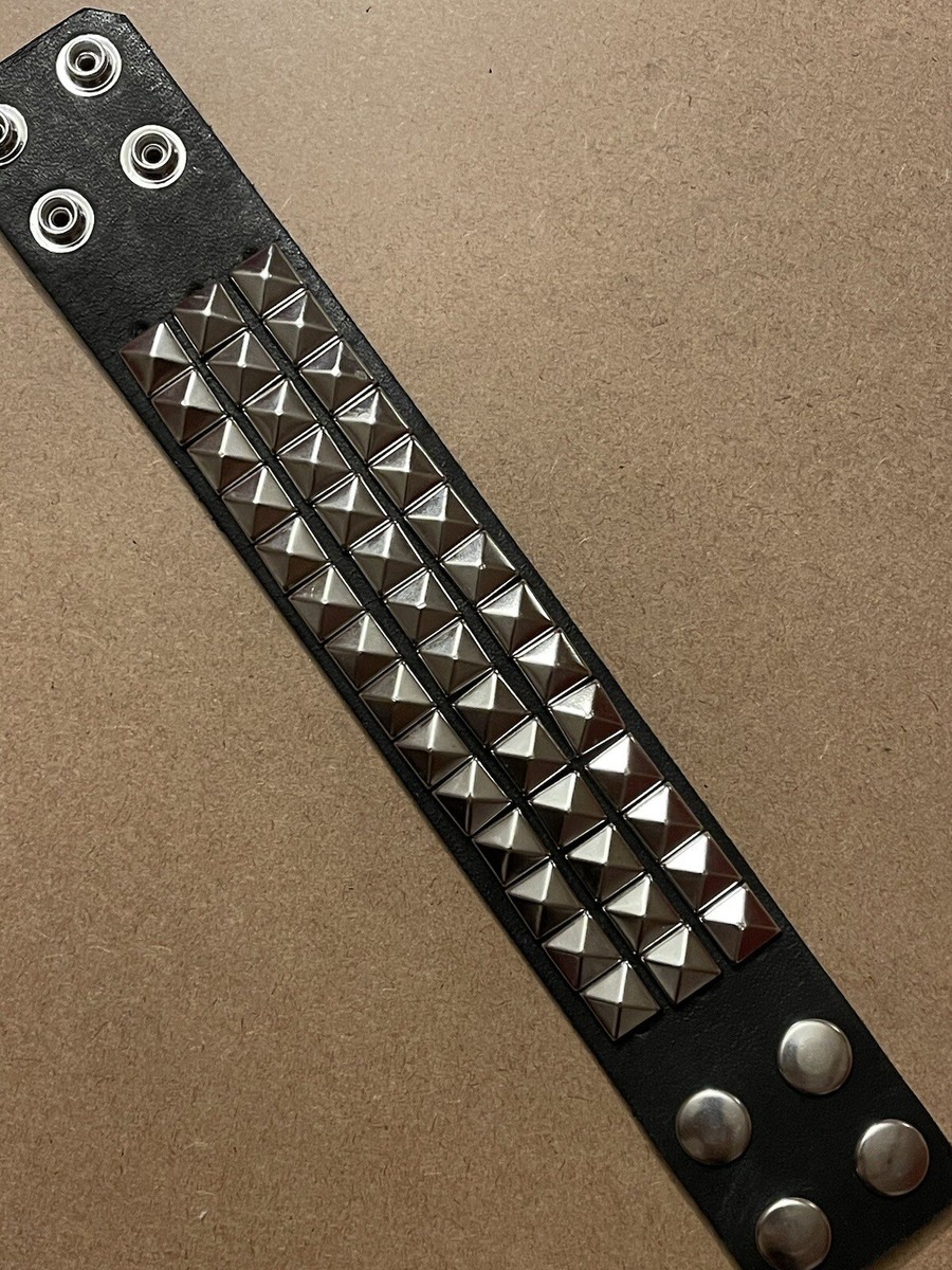 Genuine Leather Pyramid Studded Bracelet: New, 9 1/2” X 1 1