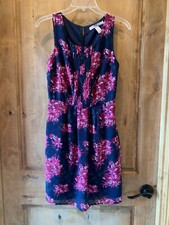 Forever 21 Women's sz XS Floral Sleeveless Lined Short Summer Dress Blue/Pink