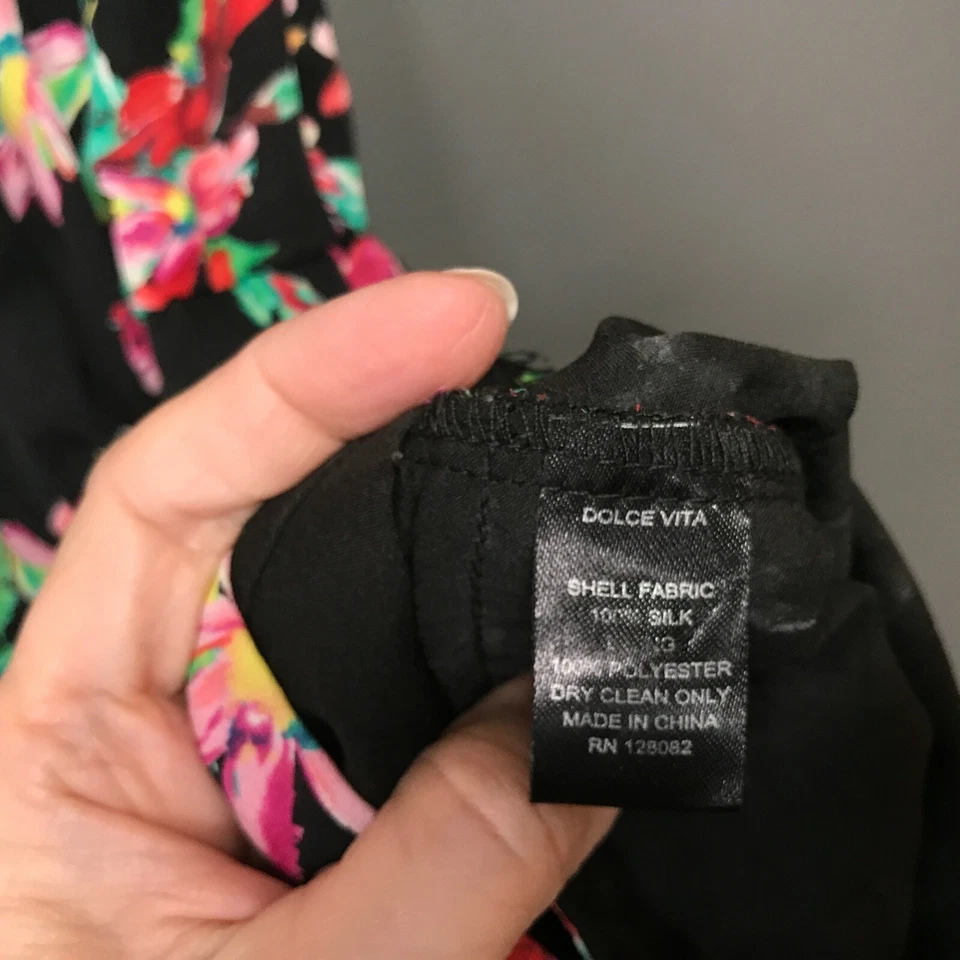 Dolce Vita Seda Floral Abierto Trasero Botón Frontal Fluido Mameluco con Bolsillos Talla S Foto 4 de 4