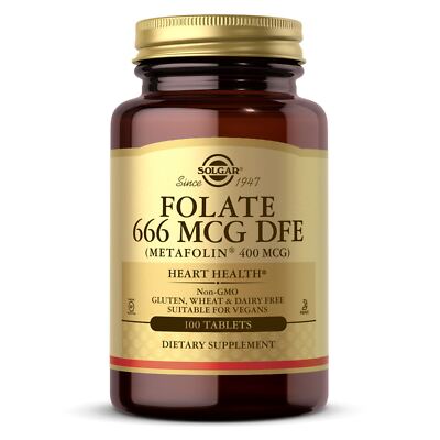 Solgar Folate 666 mcg DFE Metafolin 400 mcg 100 Tablets