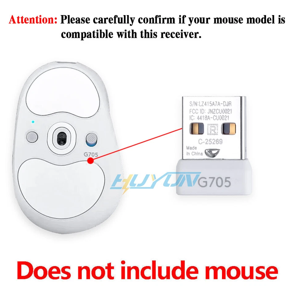 USB Dongle 2.4G Signal Receiver Adapter for Logitech G705 Wireless Gaming Mouse - Image 3 of 4