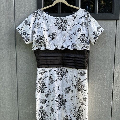Tatyana Women Dress Size XXL Bust 105cm White Black Floral Short Sleeve - Picture 3 of 24