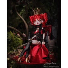 BJD 1/6 SD Ball Joint Resin Doll Queen of Hearts Girl Face Makeup Wig Full Set