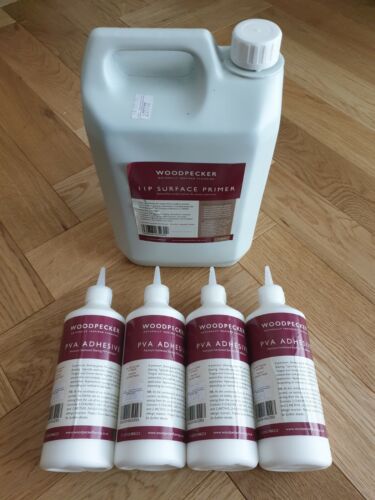 Wood flooring surface primer 5 litres and adhesive x 4 bottles Woodpecker brand 