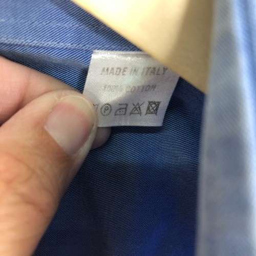 Ermenegildo Zegna Shirt Men 42/16.5 Blue Button Up Made In Italy Collar Cotton - Picture 4 of 14
