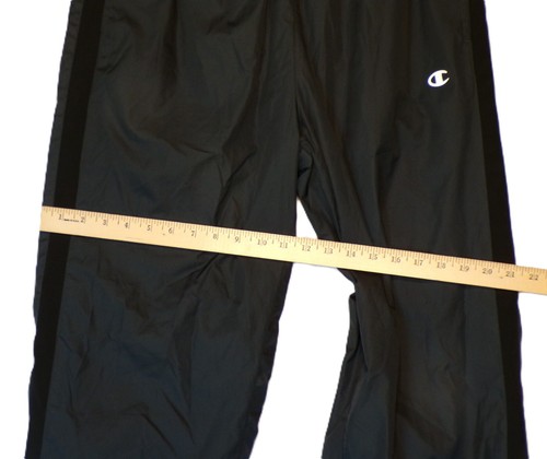 Champion Pants Mens SIZE M Black Lined Track Warmup Zip Jogger Windbreaker Y2K - Picture 7 of 10