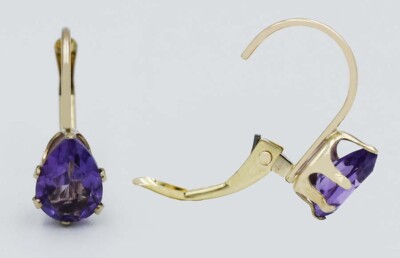 ECHTER 1,42 kt AMETHYST BAUMELNDER OHRRING 14 kt GOLD - kostenlose Zertifikatbewertung