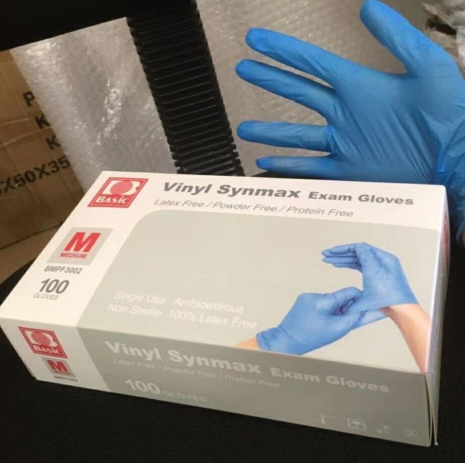 Basic Blue Vinyl Synmax Exam Gloves LatexFree & PowderFree S/M/L/XLSIZE eBay