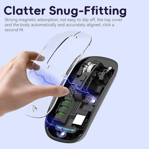 1 Pcs Transparent Wireless Mouse Bluetooth-compatible Rechargeable Mouse - Picture 6 of 9