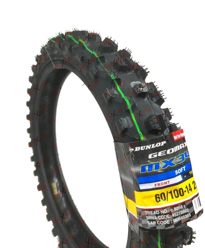 Dunlop MX34 60/100-14 80/100-12 Tire Set Front Rear CRF110 KLX110 TTR110 Tires - Image 4 of 4