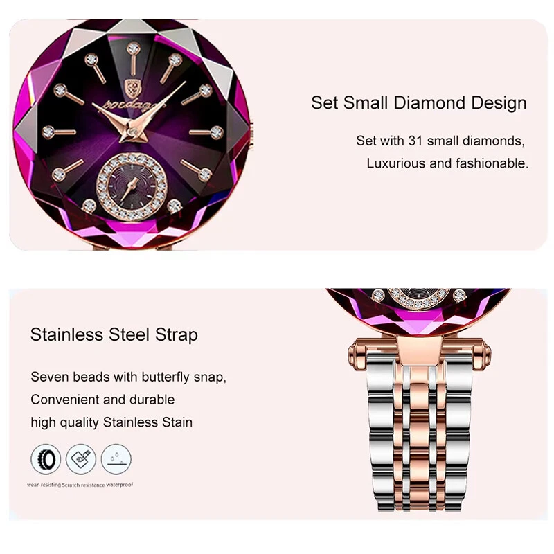 Luxury Watches Ladies Stainless Steel Waterproof Quartz Female Wrist Watch Gift - image 3 of 4