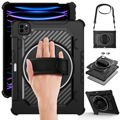 Hard Shockproof Stand Case w/Strap For iPad Pro 12.9"&11"/9/8/7th Gen/Air 5/4th - Picture 1 of 52