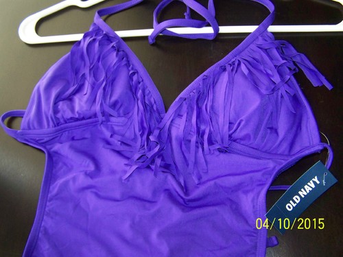 MSRP 32 94 Old Navy One Piece Swim Suit MONOKINI Purple Fringe 