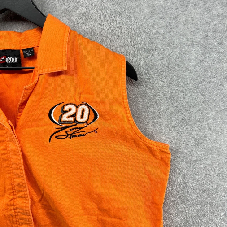 Tony Stewart 20 Button Up Shirt Mens Size Large Orange Sleeveless Nascar - Image 3 of 4