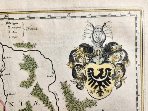 Mapa 1640 de ALEMANIA POLONIA SILESIA por WILLEM BLAEU antiguo AUTÉNTICO coloreado a mano - Imagen 3 de 4