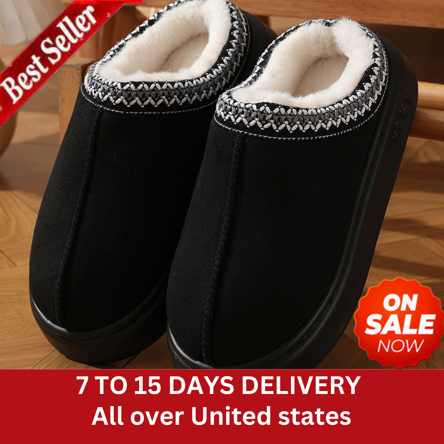 2025 Winter Women's Fluffy Plush Slippers Warm Cotton Platform Non Slip C6164