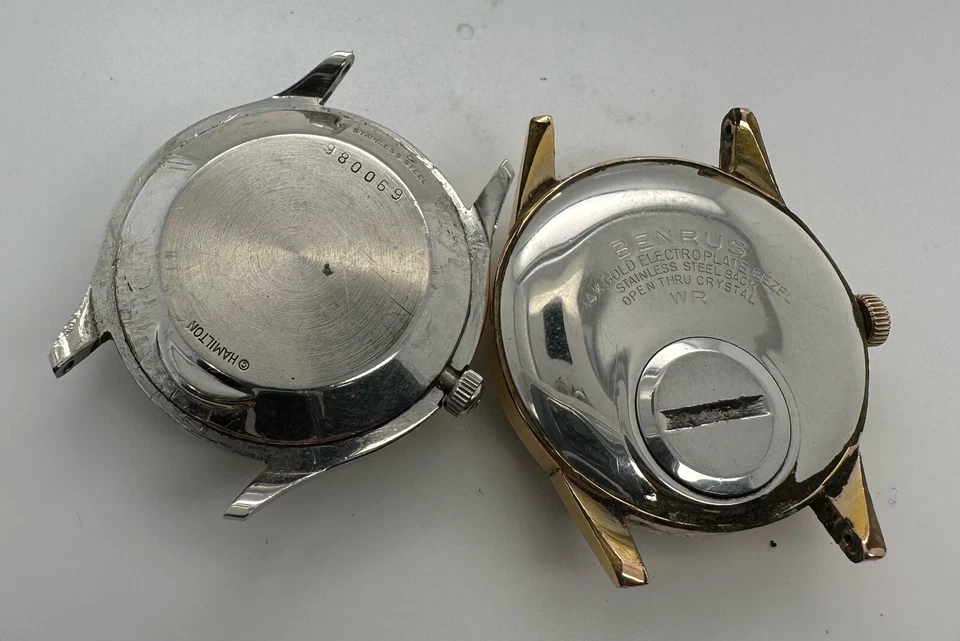 Lote de 2 relojes de pulsera electrónicos vintage para hombre Hamilton & Benrus para piezas/reparación Foto 2 de 4